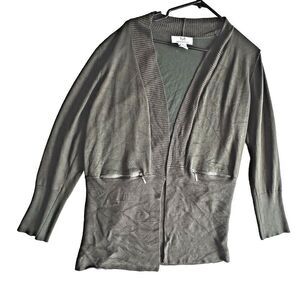 Magaschoni‎ Cardigan Sweater Womens pockets Length olive  Long Sleeve Gray XL